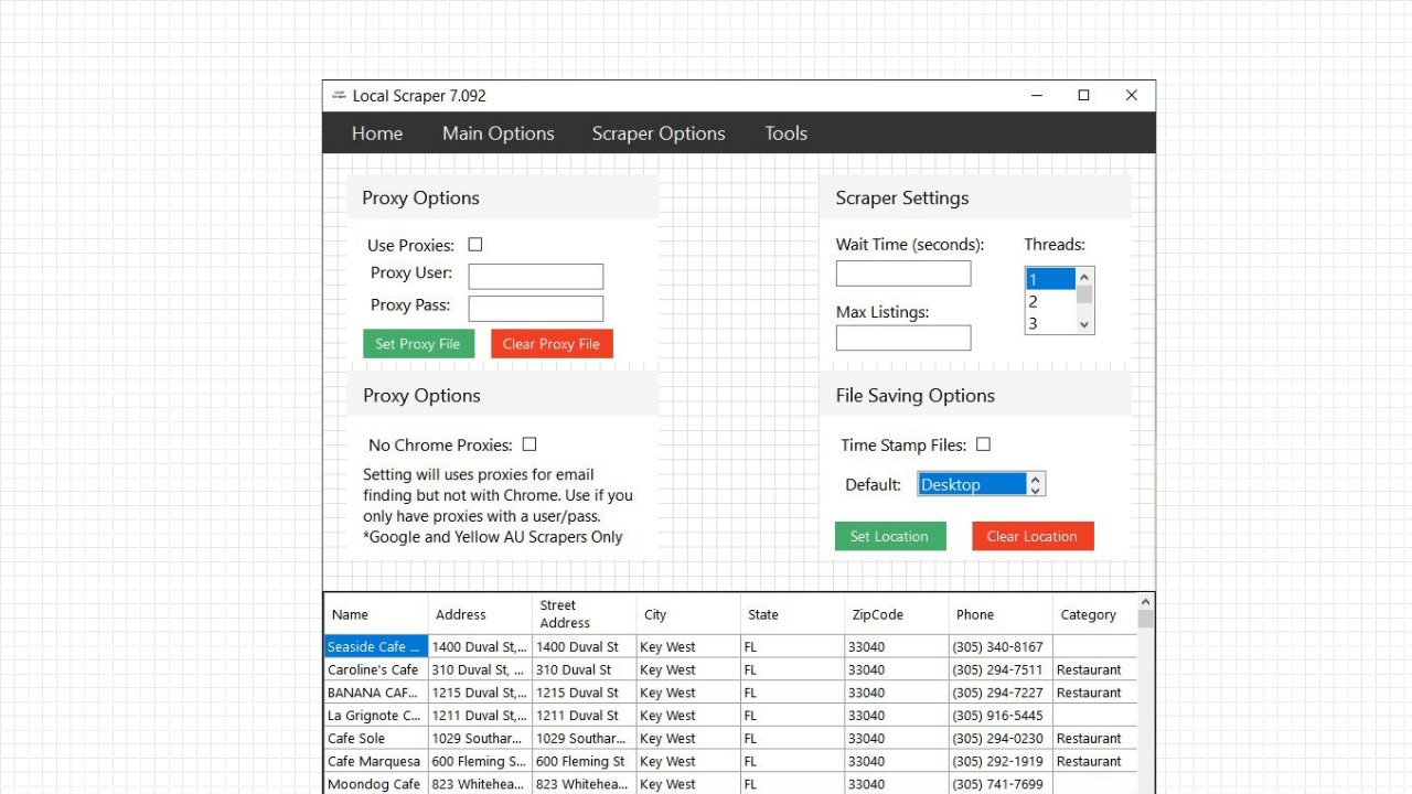 screenshot of Local Scraper